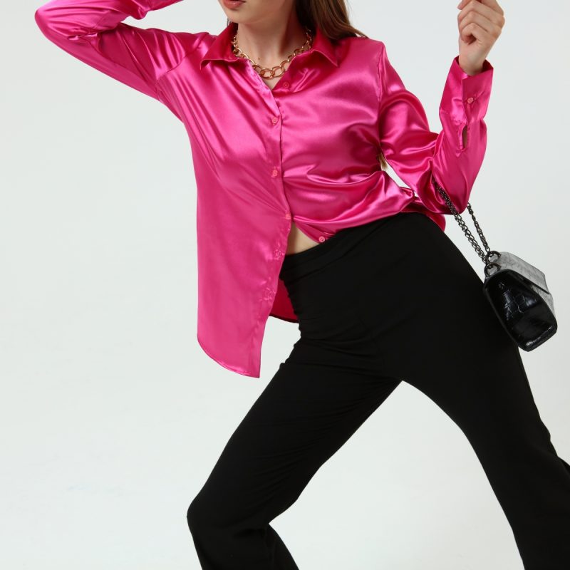 11001-Satin Long Sleeve Shirt - Görsel 6