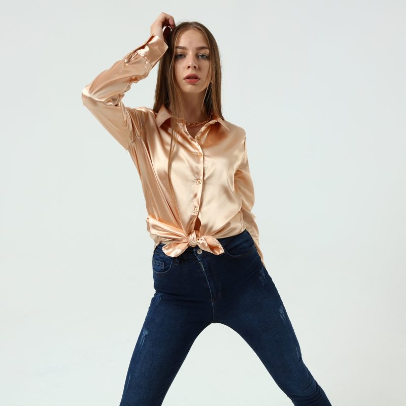 11001-Satin Long Sleeve Shirt - Görsel 5