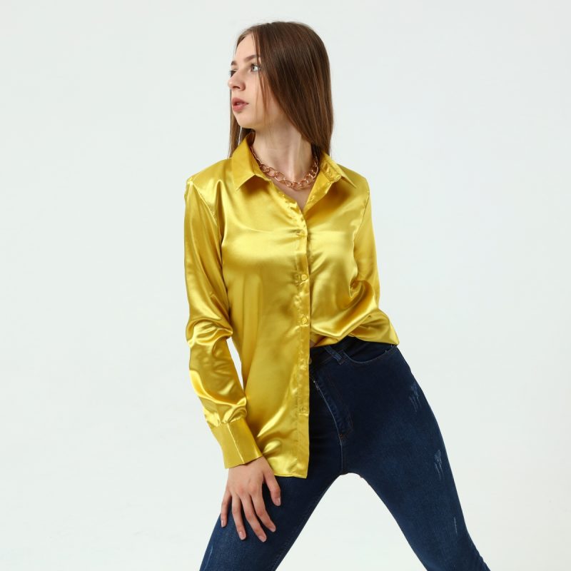 11001-Satin Long Sleeve Shirt - Görsel 7