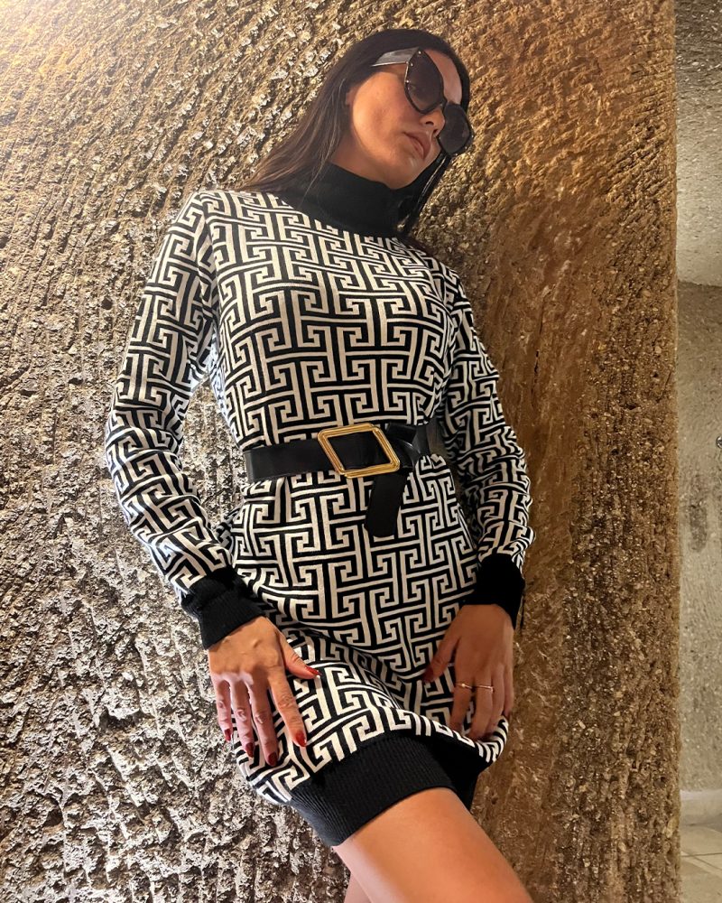 3119-Knit Tunic with Belt - Görsel 2