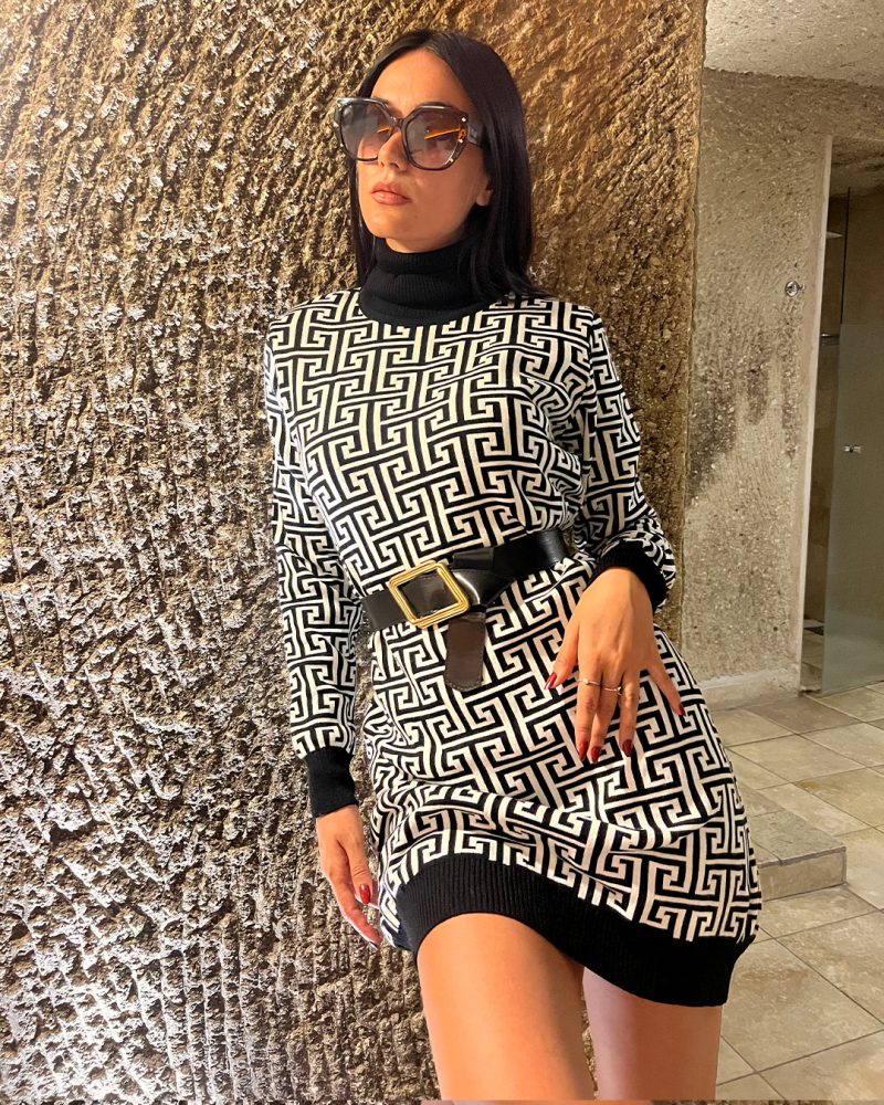 3119-Knit Tunic with Belt - Görsel 3
