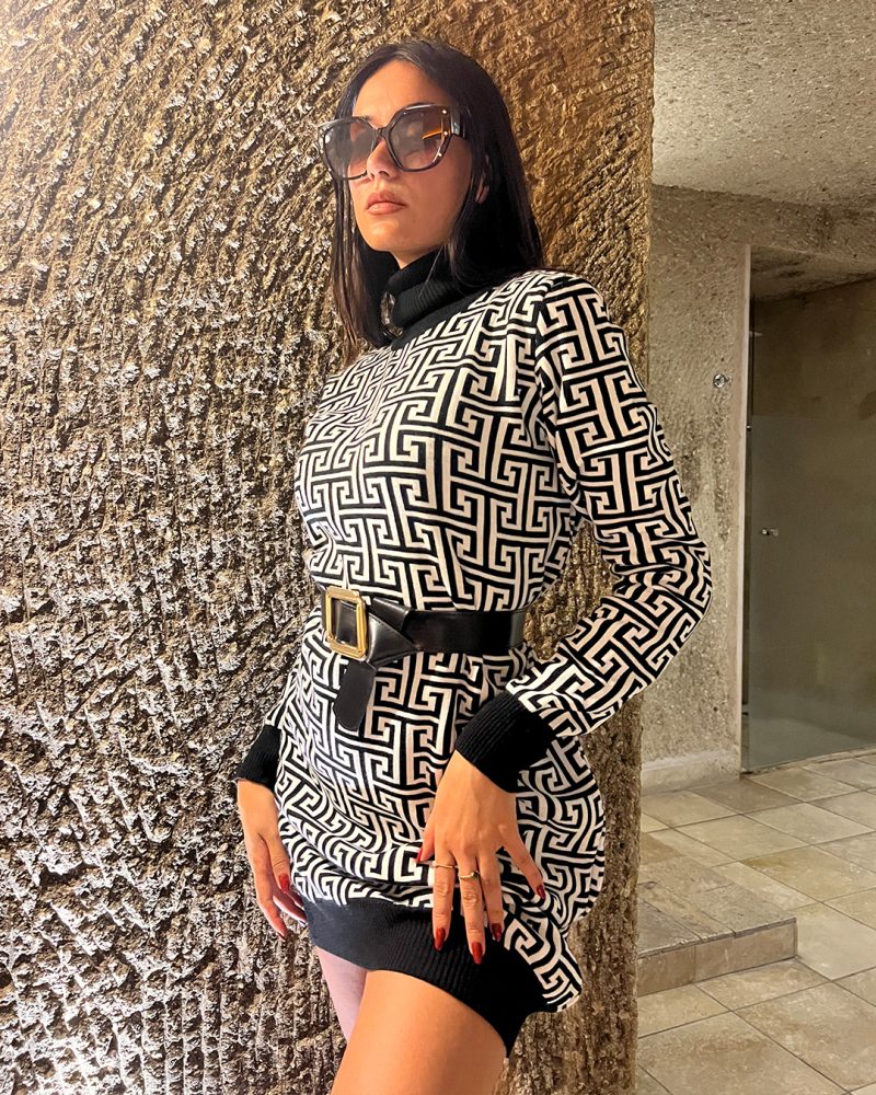 3119-Knit Tunic with Belt