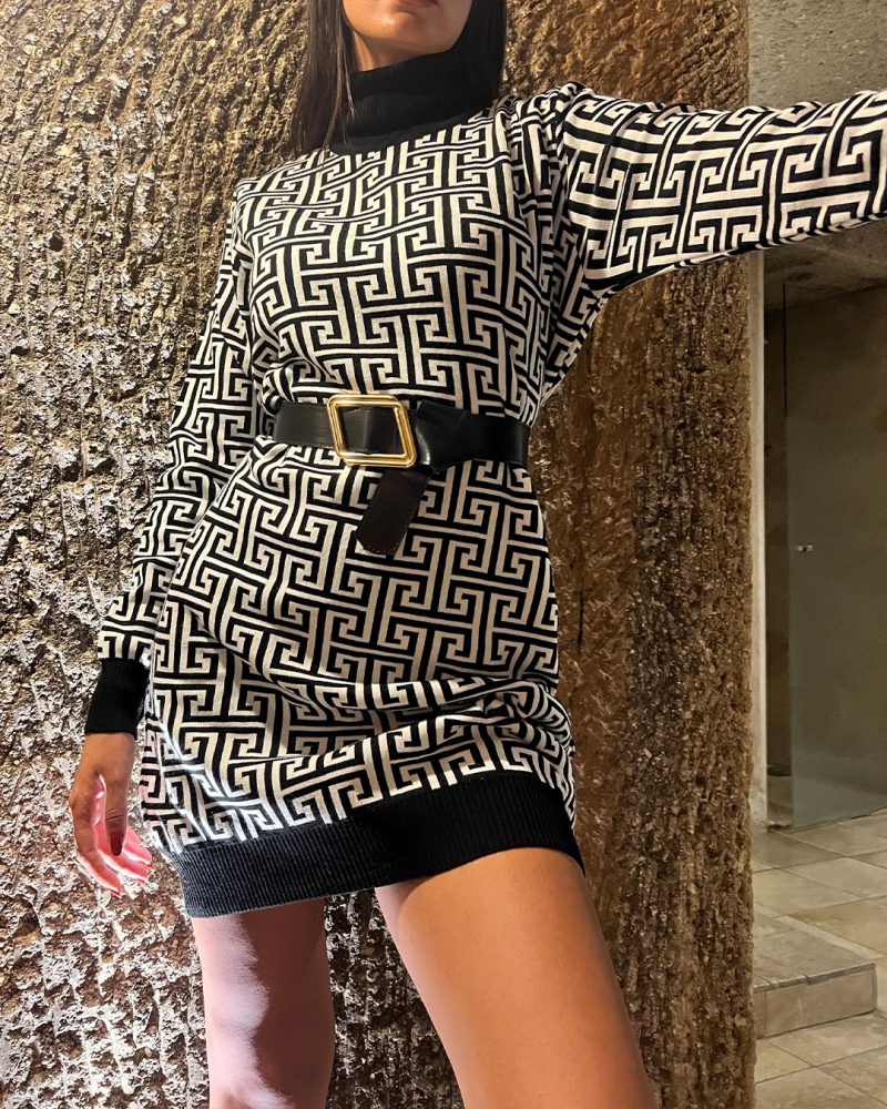 3119-Knit Tunic with Belt - Görsel 5
