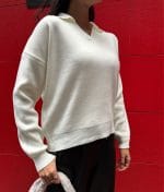 wholesale plain knit sweater with collar detail