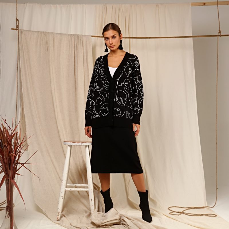 4424-Knit Cardigan - Görsel 5