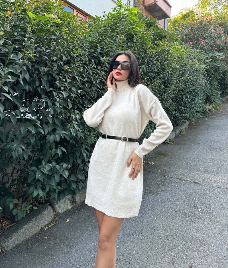 1050-Knit Tunic with Belt - Görsel 2