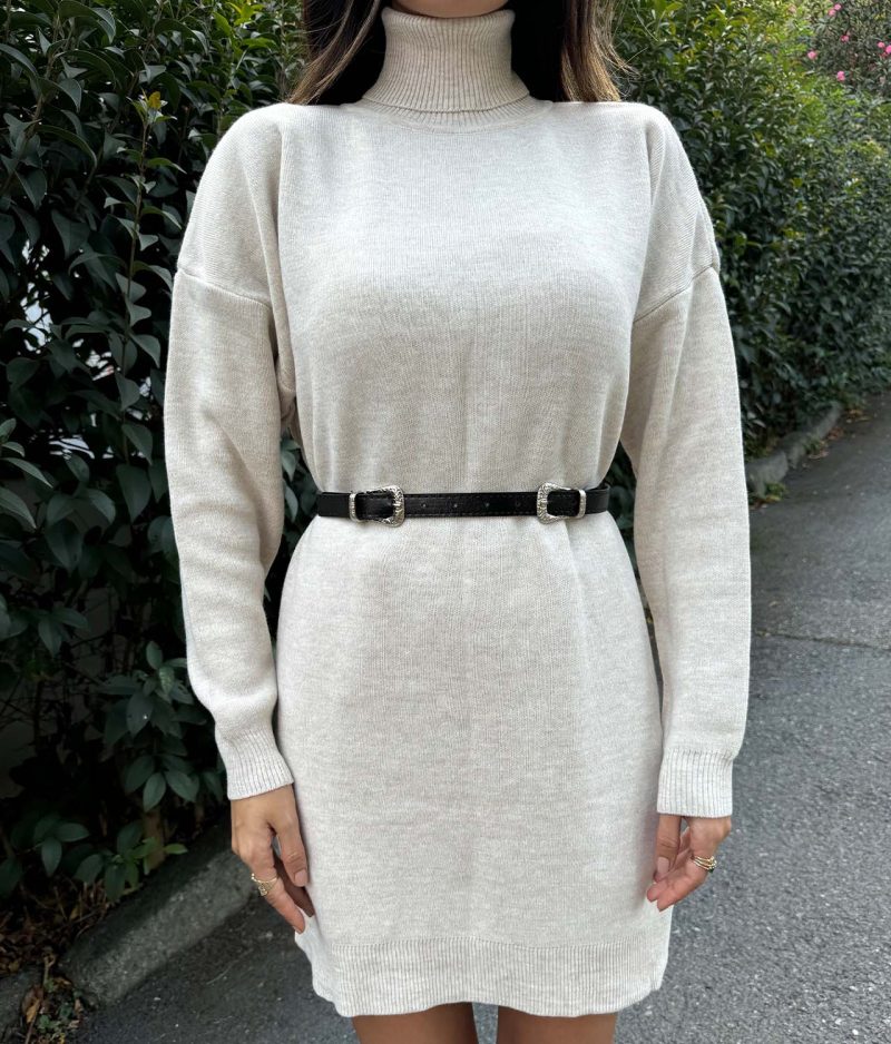1050-Knit Tunic with Belt - Görsel 6