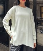 minimalist crew neck knit tunic for casual and smart outfits