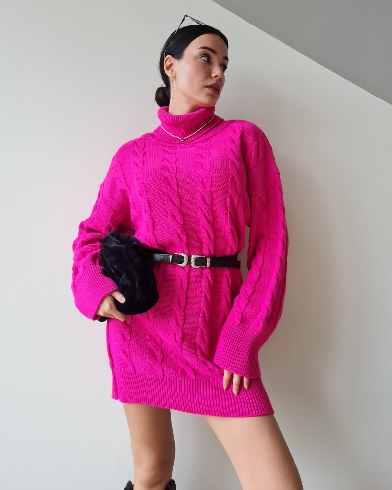 4609-Knit Tunic with Belt - Görsel 2