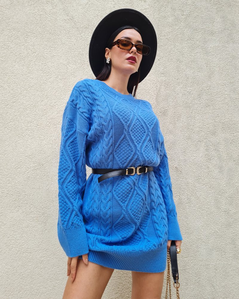 4610-Knit Tunic with Belt - Görsel 2