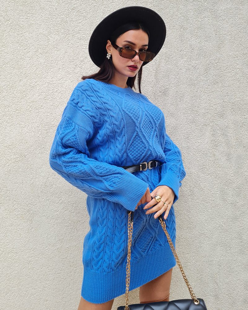 4610-Knit Tunic with Belt - Görsel 3