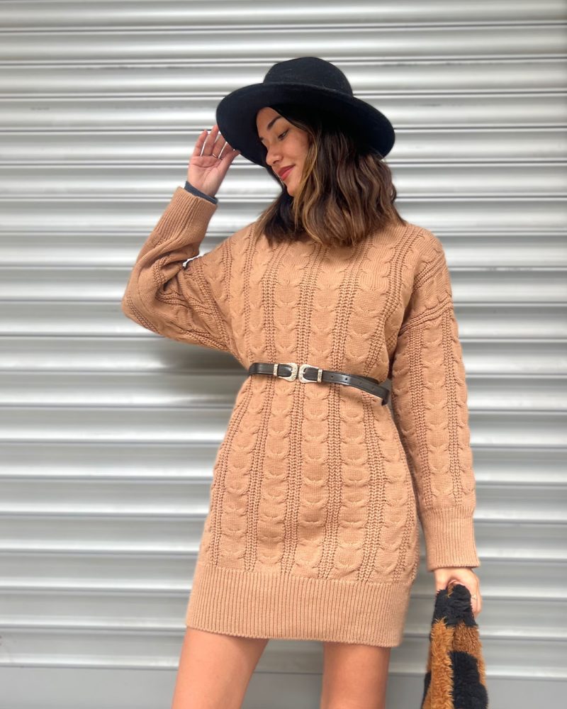4616-Knit Tunic with Belt - Görsel 2