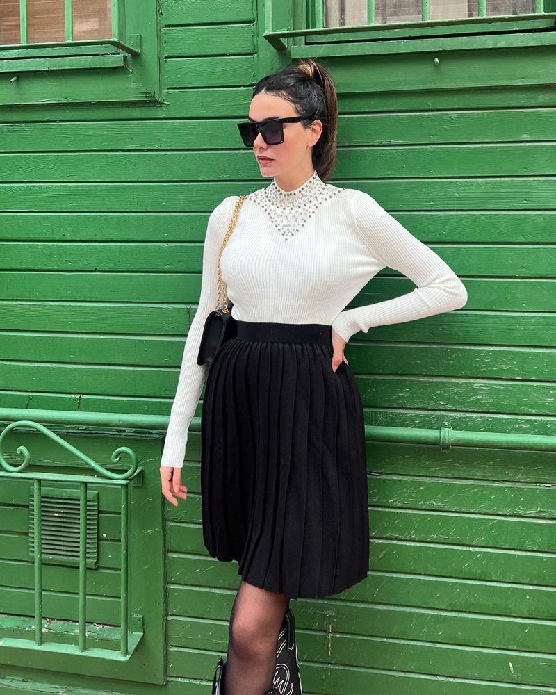 5815-Knit Skirt - Görsel 3