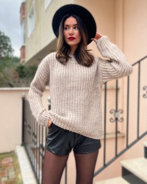 4015-Crew Neck Rib Knit Sweater