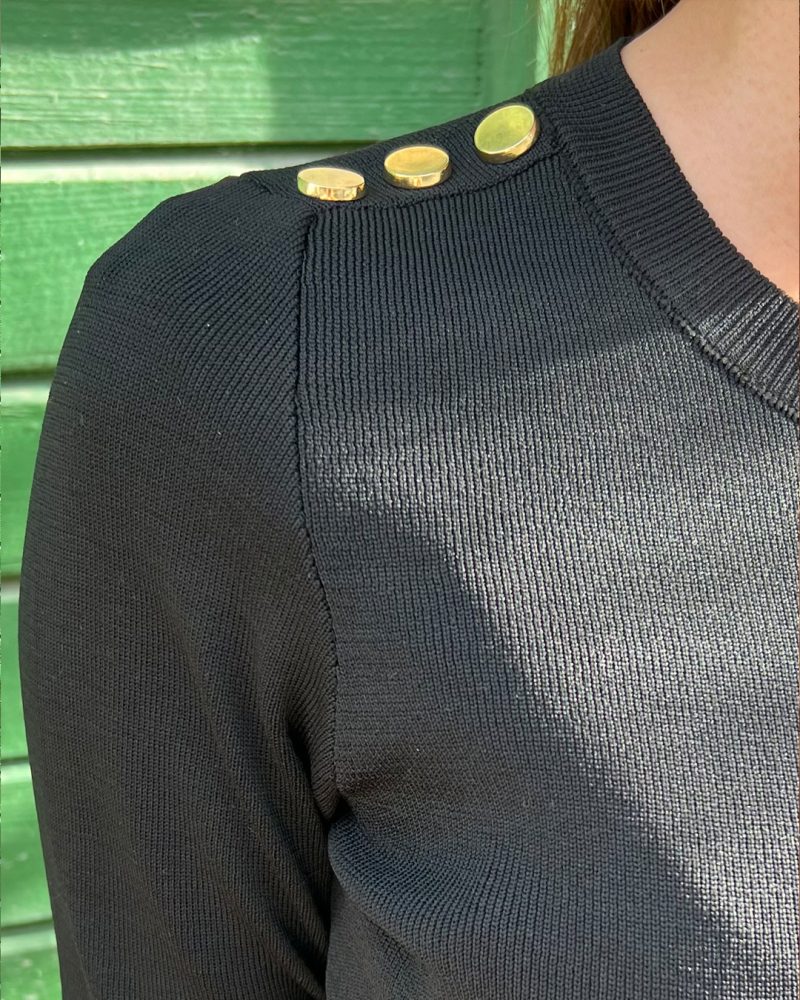 3138-Shoulder Buttons Knit Sweater - Görsel 7