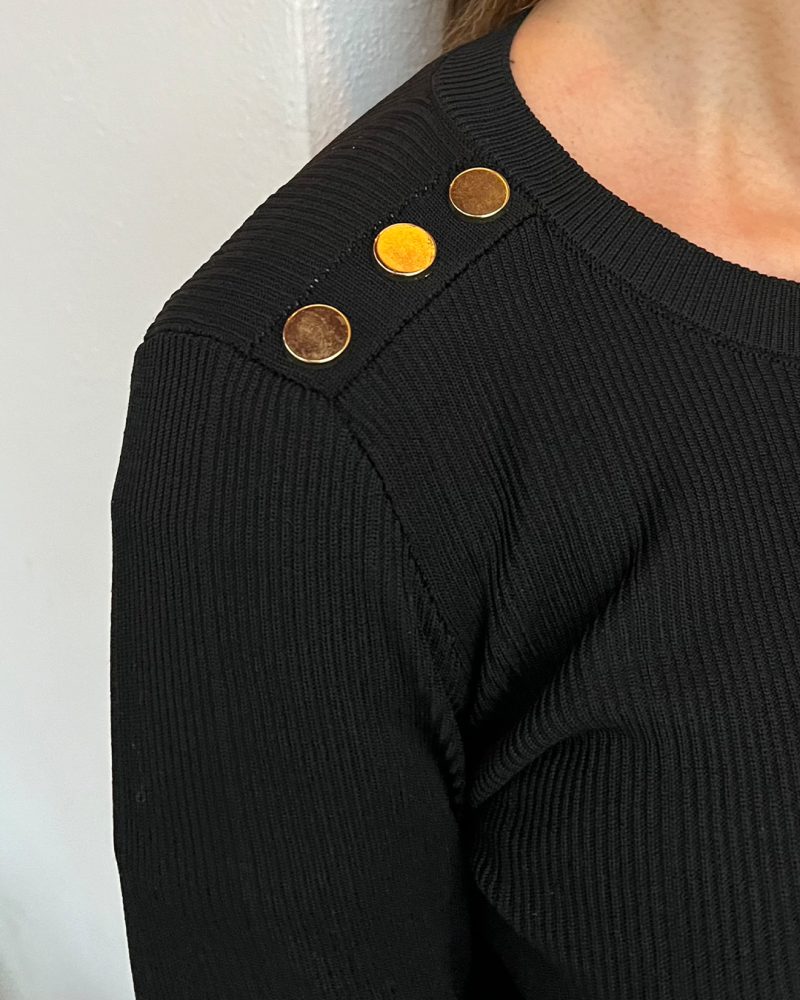 3146-Button Up Shoulder Knit Sweater - Görsel 6