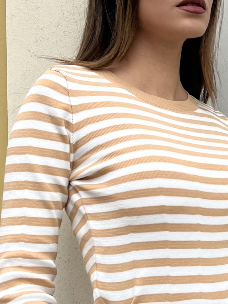 3147-Crew Neck Striped Knit Sweater - Görsel 6