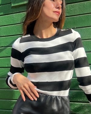 long sleeve striped knitwear top