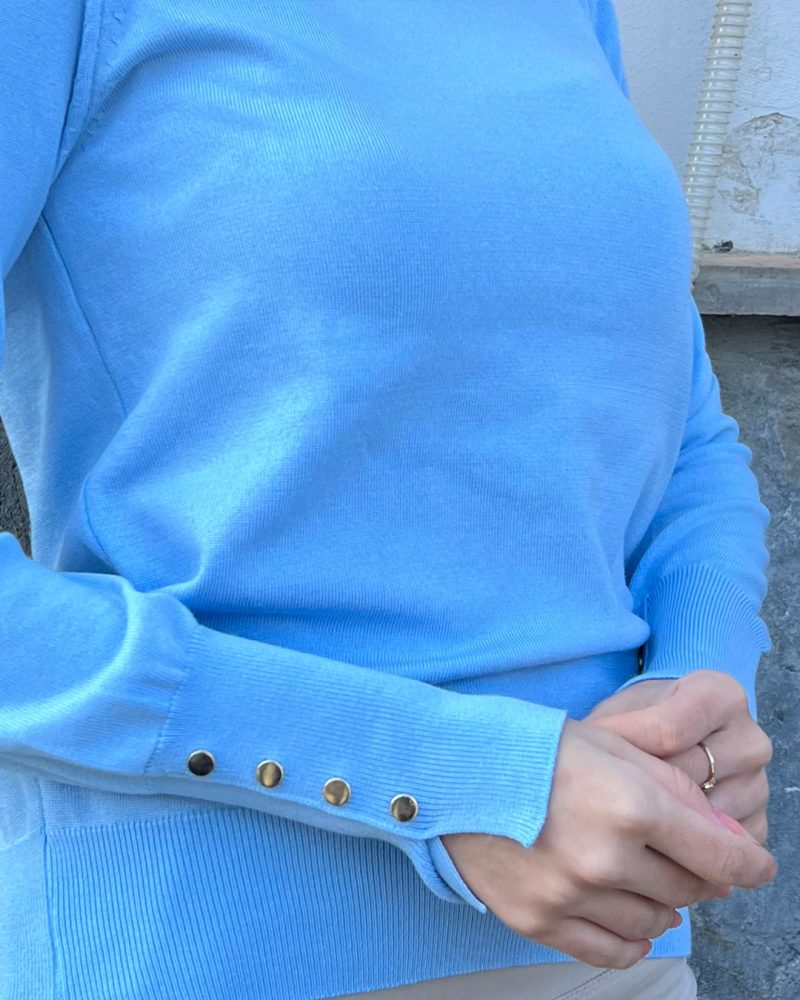 2202-Crewneck With Button Details Knit Sweater - Görsel 8