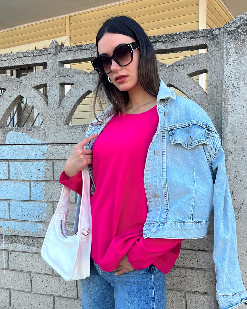 5833-Oversize Crewneck Knit Sweater - Görsel 2