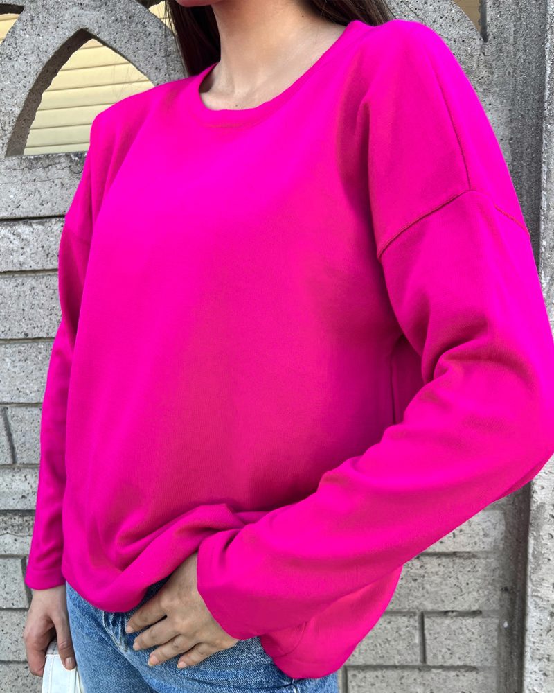 5833-Oversize Crewneck Knit Sweater - Görsel 4