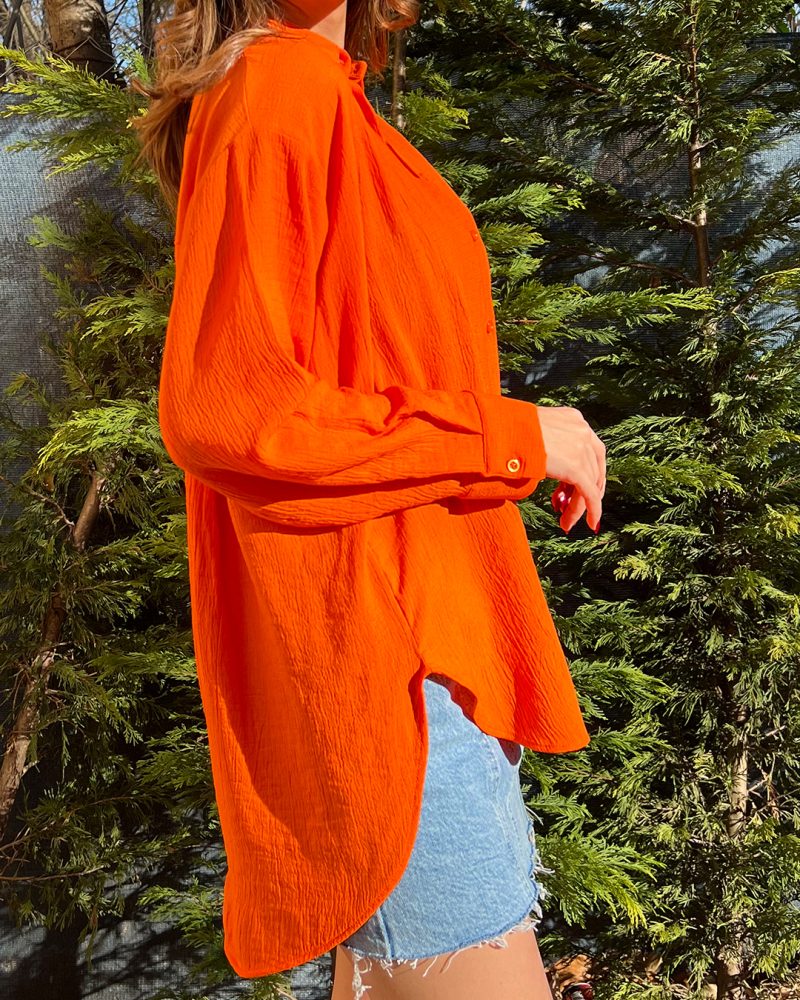 AK4402-Linen Oversized Shirt - Görsel 4
