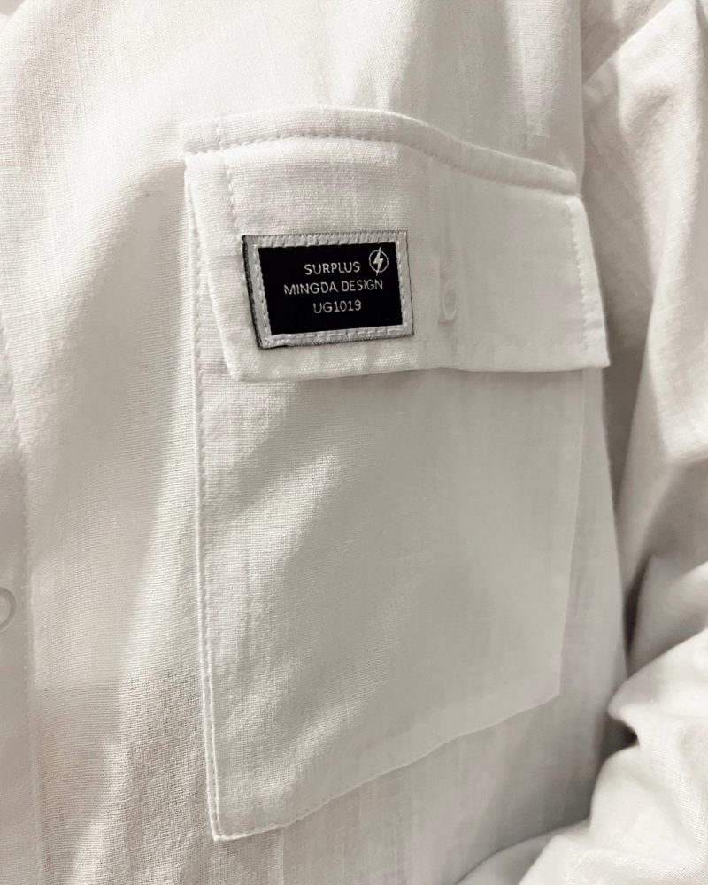 AK4403-Cotton Flam Pocket Detail Oversized Long Sleeve Shirt - Görsel 3