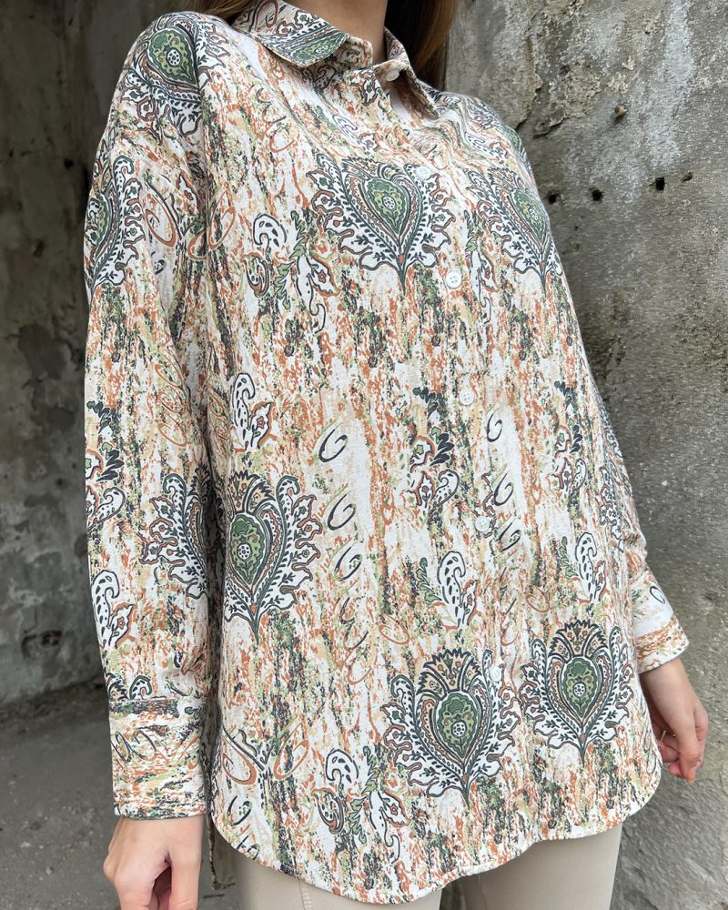 AK4405-Abstract Print Long Sleeve Oversized Shirt - Image 4