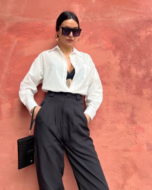 AK4410-Long Sleeve Poplin Oversized Shirt