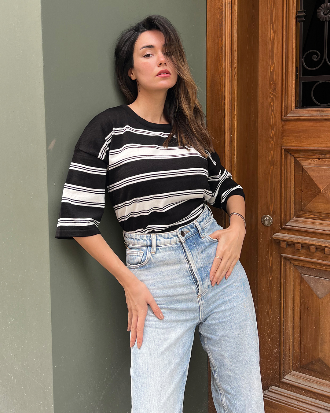 Black sweater sales half sleeves