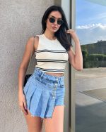 3167-Striped Crop Crewneck Knit Athlete