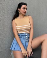 3169-Striped Crop Crewneck Knit Athlete
