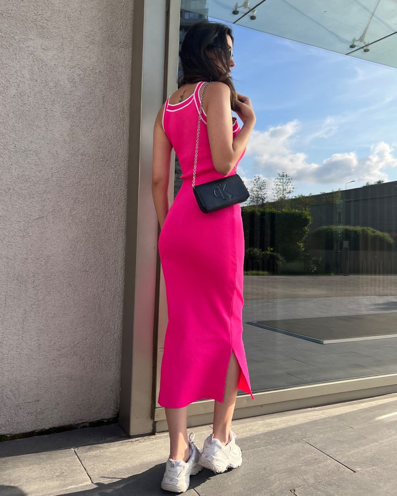 3171-Halter Neck Knit Dress - Görsel 4