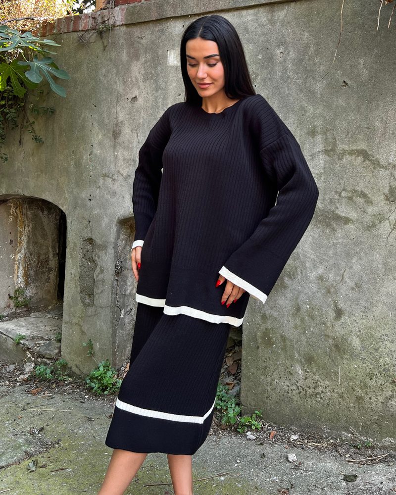 6055-Crewneck Oversize Knit Set