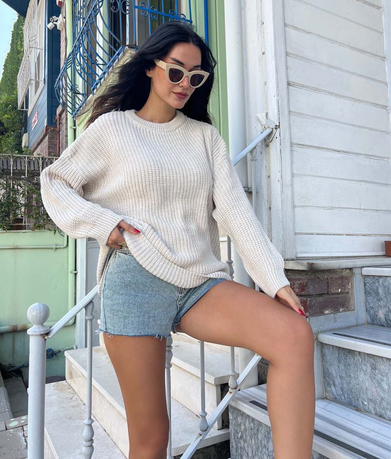 4619-Thessaloniki Crewneck Knit Sweater - Görsel 3