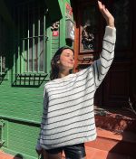 4621-Striped Thessaloniki Crewneck Knit Sweater