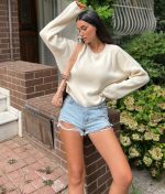 6508-Long Sleeve Crewneck Knit Sweater