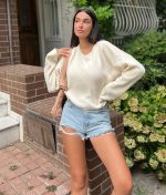 6508-Long Sleeve Crewneck Knit Sweater-Off White-3