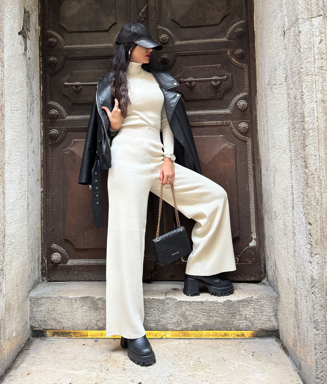 wholesale knit pants with ribbed texture