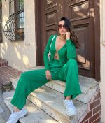 6513-Tricot Bottom Knit Pants and Top Knit Cardigan-Knit Set