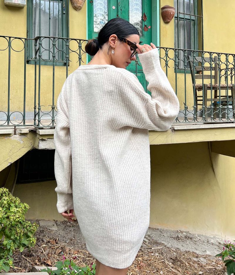 4048-Drop Shoulder Duster Knit Cardigan - Görsel 3