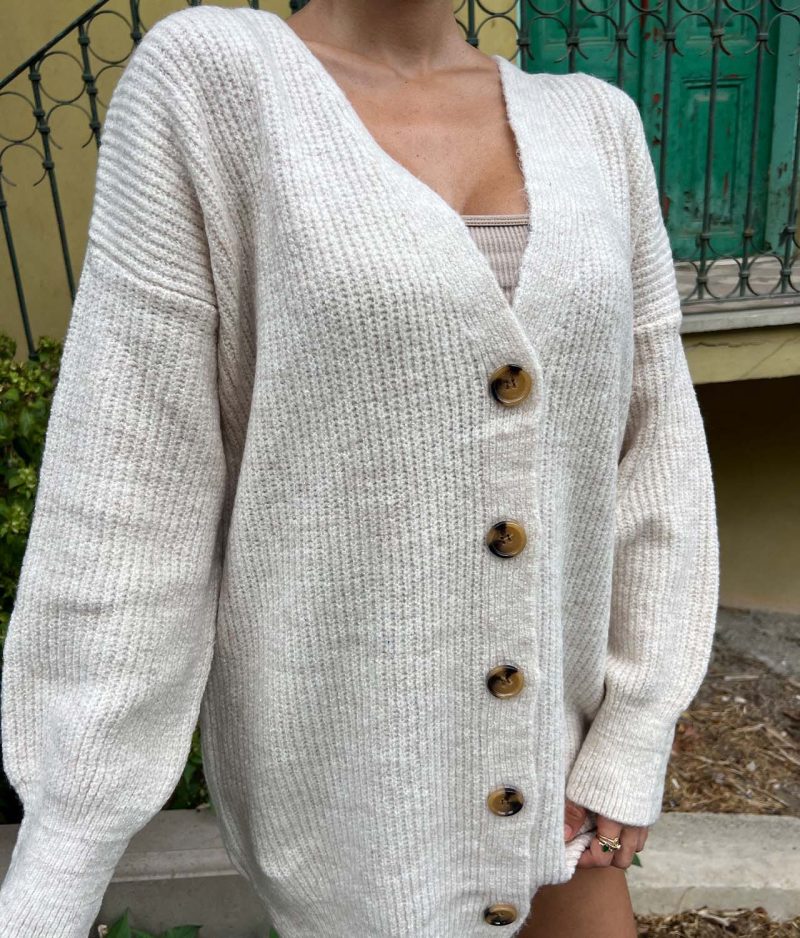 4048-Drop Shoulder Duster Knit Cardigan - Görsel 4