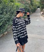 5861-Letter Graphic Drop Shoulder Knit Sweater