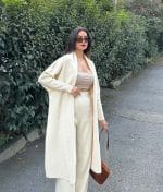 knit cardigan with drop shoulder and open front