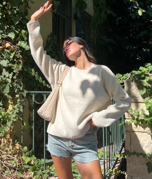 6518-Star Detailed Crewneck Knit Sweater
