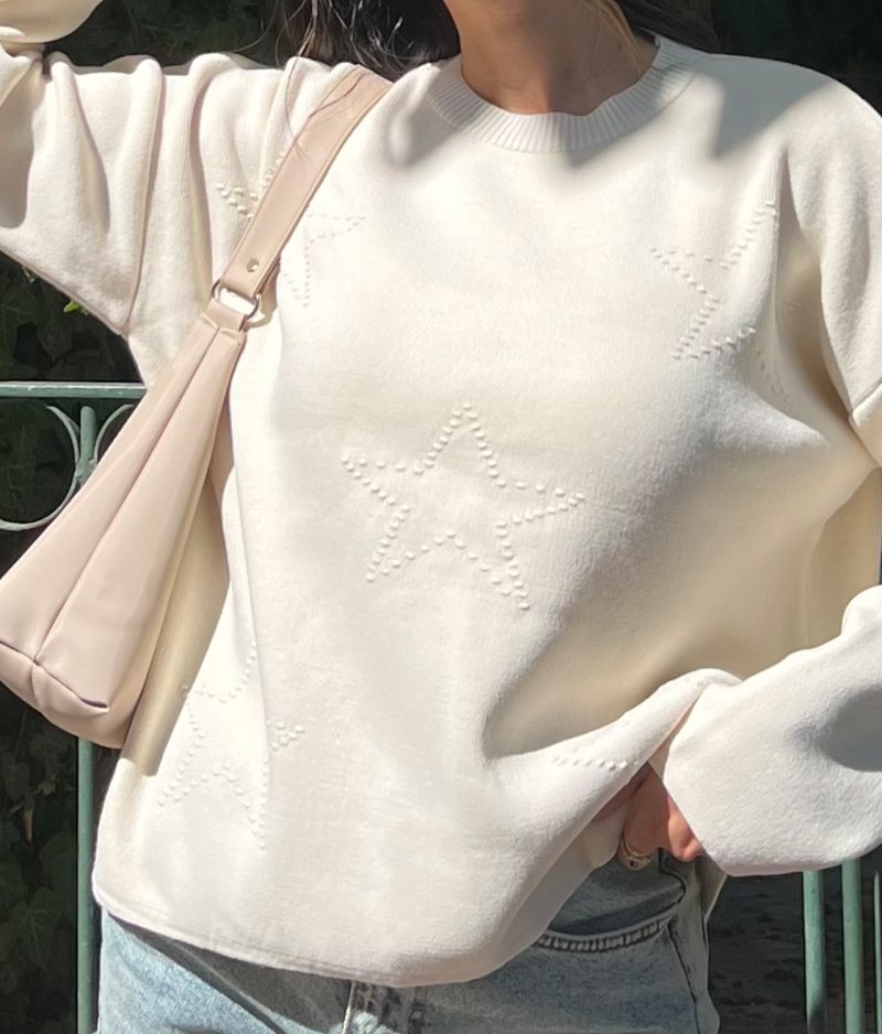 6518-Star Detailed Crewneck Knit Sweater - Görsel 4