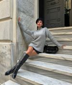 textured knitwear top long sleeve design