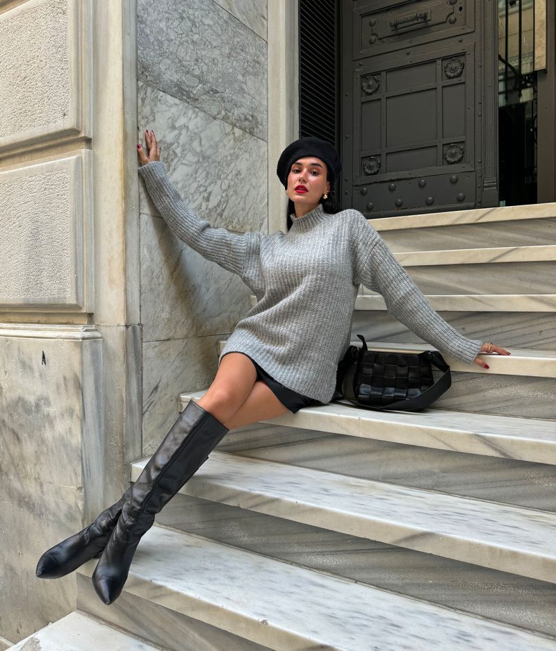 Chunky Knit Sweater - Mock Neck, Long Sleeve, Stylish and Cozy Women's Sweater