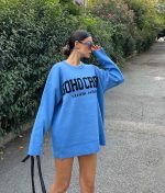 3187-Soho Crew Letter Graphic Drop Shoulder Knit Sweater
