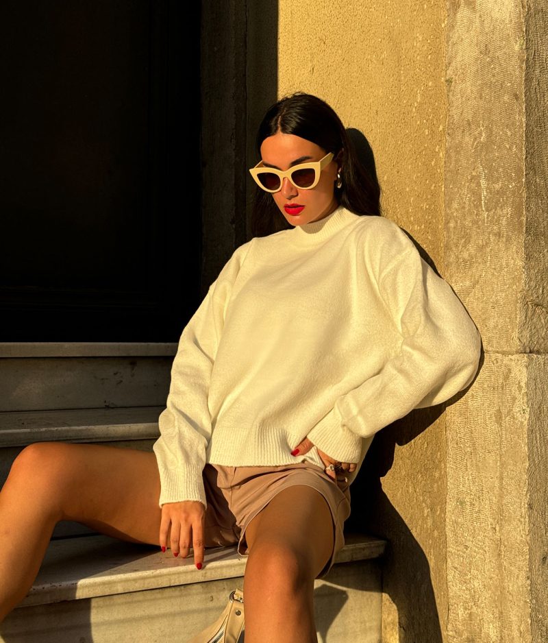 75100-Oversized Crew Neck Sweater - Long Sleeve - Görsel 3